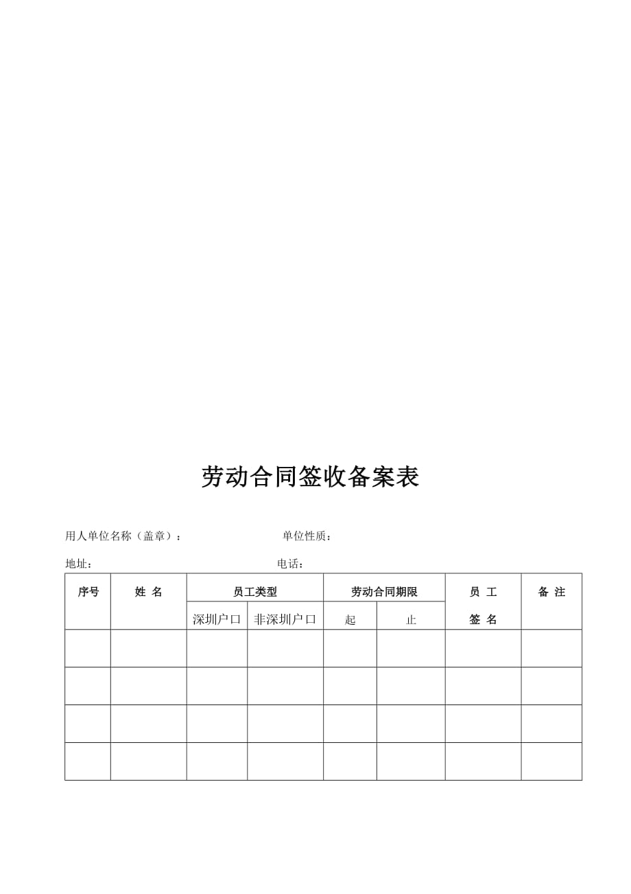 （新劳动法合同）劳动合同签收发放台帐_第1页