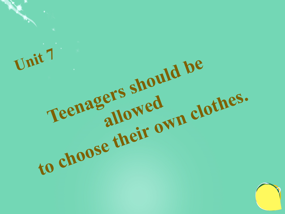 （西南专版）九年级英语全册 Unit 7 Teenagers should be allowed to choose their own clothes习题课件 （新版）人教新目标版_第1页