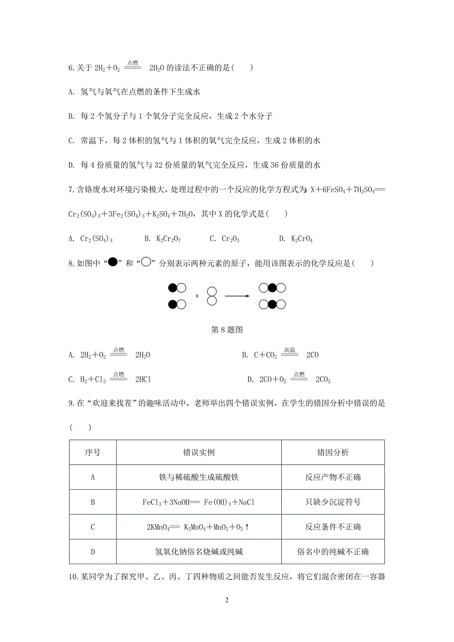 人教版九年级化学中考专题复习资料：化学方程式（含答案）_10042204.doc_第2页