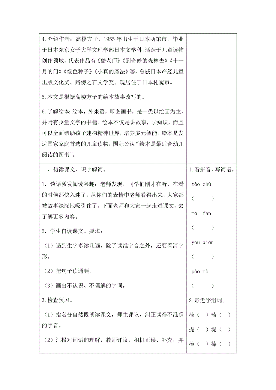 人教版三年级语文下教案与教学反思之（教案+反思）（精品）16 小真的长头发_第2页