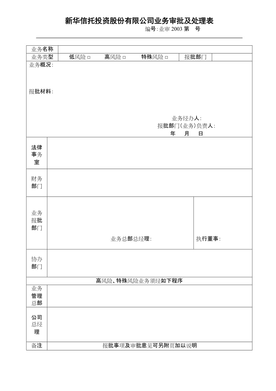 （业务管理）8、业务审批及处理表（修订）_第1页