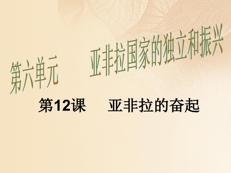 2017-2018学年九年级历史下册 第六单元 亚非拉国家的独立和振兴 第12课 亚非拉的奋起教学课件2 新人教版_第1页