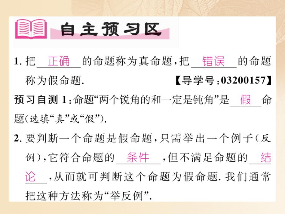 2017-2018学年八年级数学上册 2.2 命题与证明 第2课时 真命题、假命题与定理作业课件 （新版）湘教版_第2页