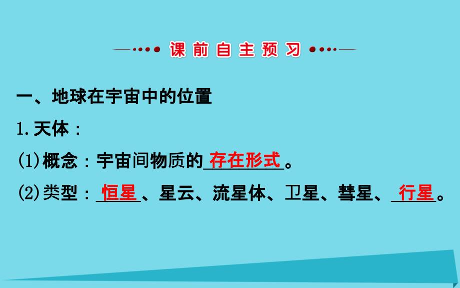 2017-2018学年高中地理 第一章 行星地球 1.1 宇宙中的地球课件 新人教版必修1_第3页