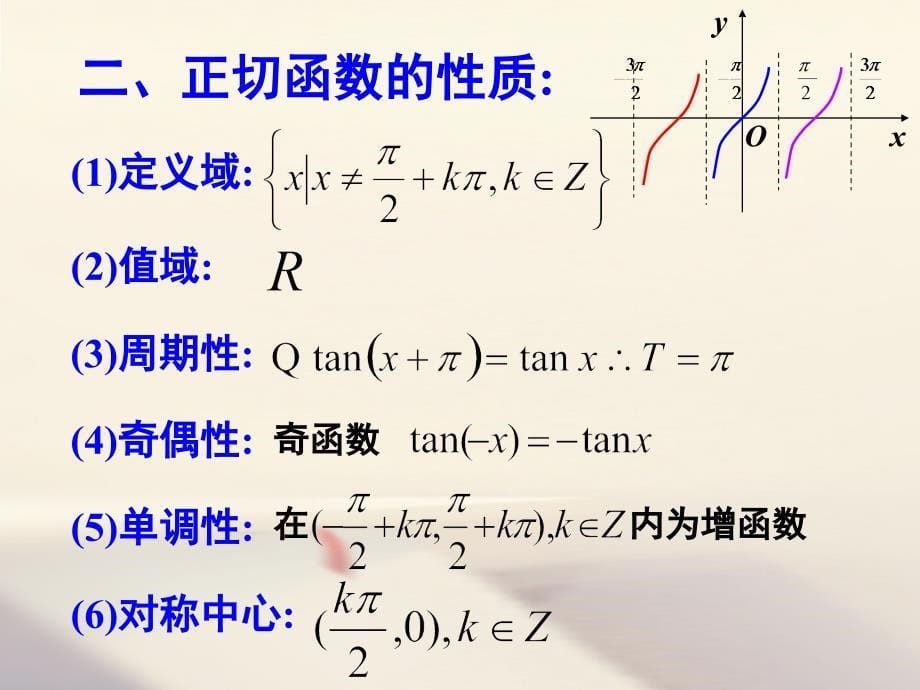 高中数学 第一章 三角函数 1.4.3 正切函数的图象与性质课件1 新人教A版必修4_第5页