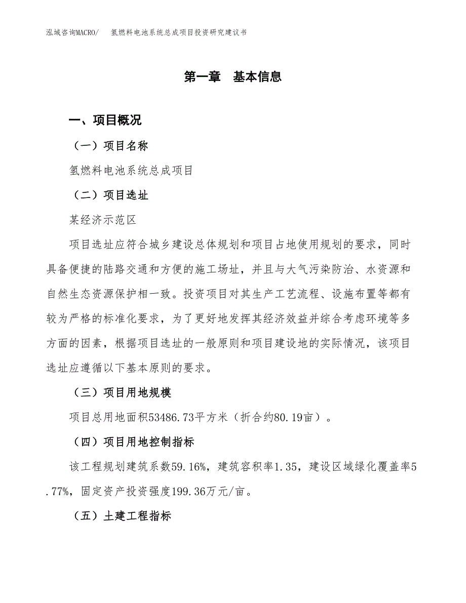 氢燃料电池系统总成项目投资研究建议书.docx_第1页