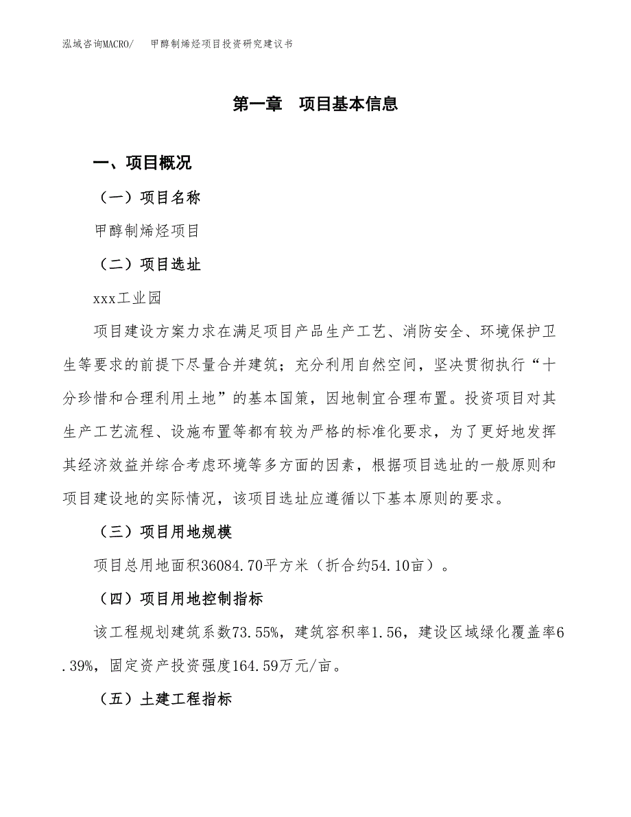 甲醇制烯烃项目投资研究建议书.docx_第1页