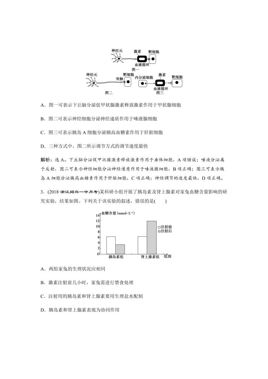 新高考高中生物二轮复习方案练习---加强提升课（六）动物生命活动调节模型及相关实验突破Word版含解析_第5页