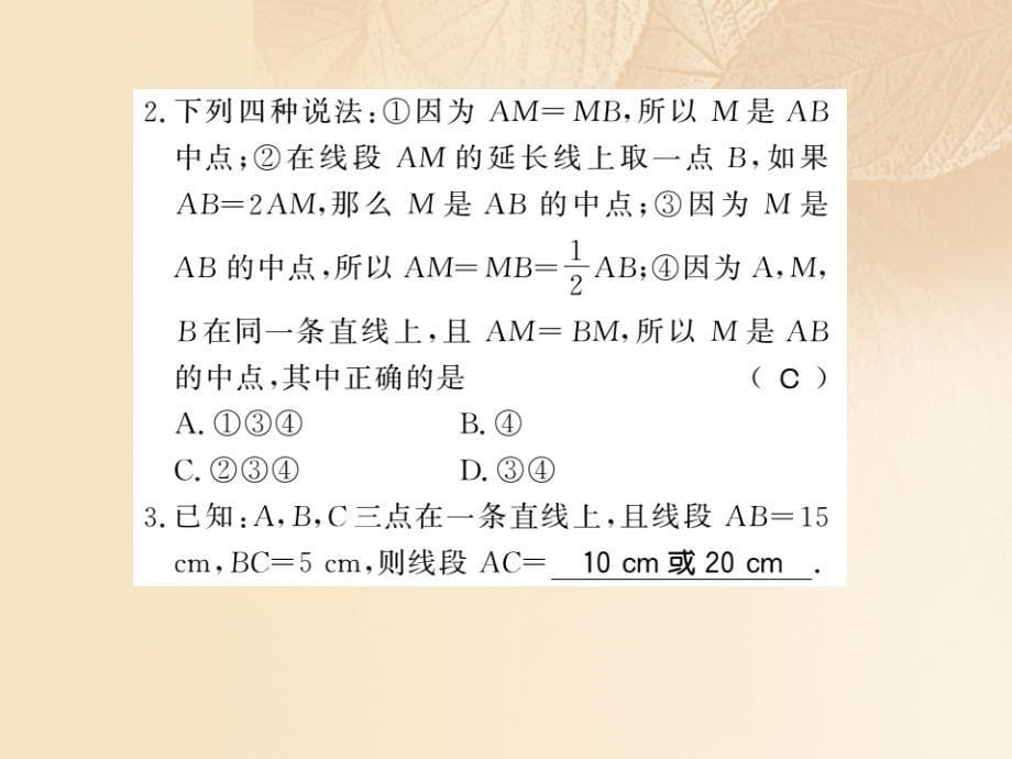 2017-2018学年七年级数学上册 4.2 线段、射线、直线（第2课时）习题课件 （新版）湘教版_第5页