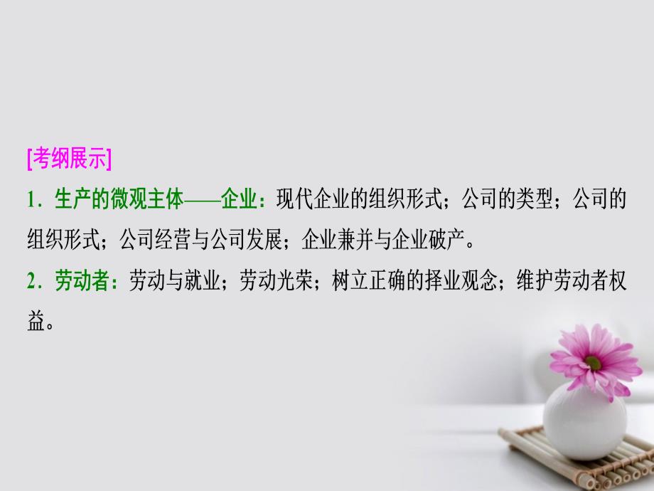 2018年高考政治总复习 第二单元 生产、劳动与经营 课时2 企业与劳动者课件 新人教版必修1_第2页