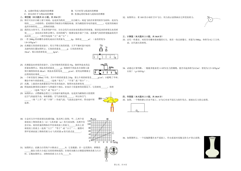 徐州市八年级（下）月考物理试卷（3月份）含答案_第2页