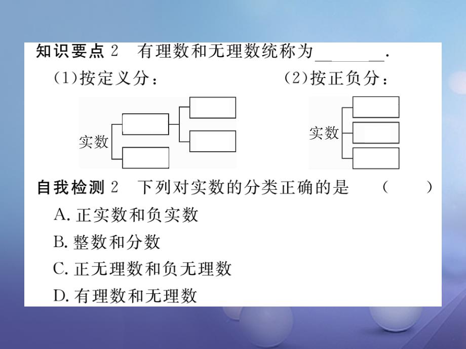 2017春七年级数学下册 6.2 实数 第1课时 实数的概念及分类习题课件 （新版）沪科版_第3页