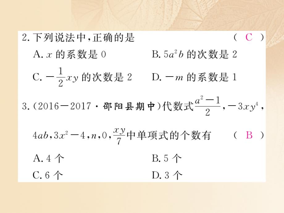 2017秋七年级数学上册 2.4 整式课件1 （新版）湘教版_第3页