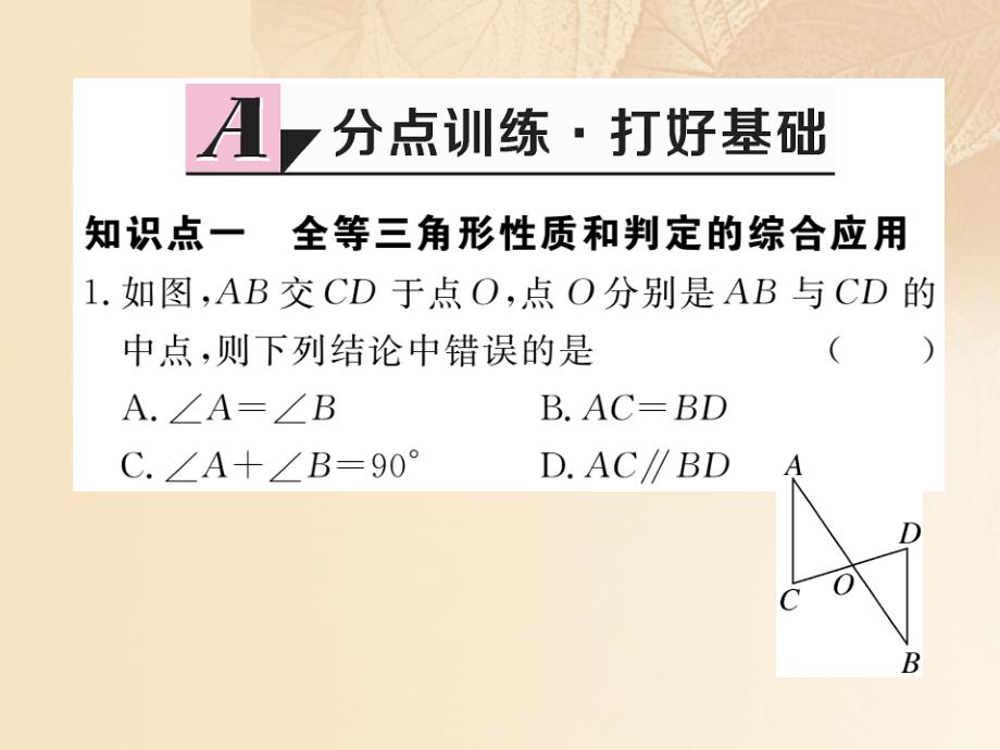 （通用）2017-2018学年八年级数学上册 2.5 全等三角形 第6课时 全等三角形的性质和判定的应用作业课件1 （新版）湘教版_第2页