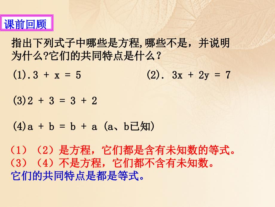 七年级数学上册 第五章 一元一次方程 5.1 认识一元一次方程（2）课件 （新版）北师大版_第2页