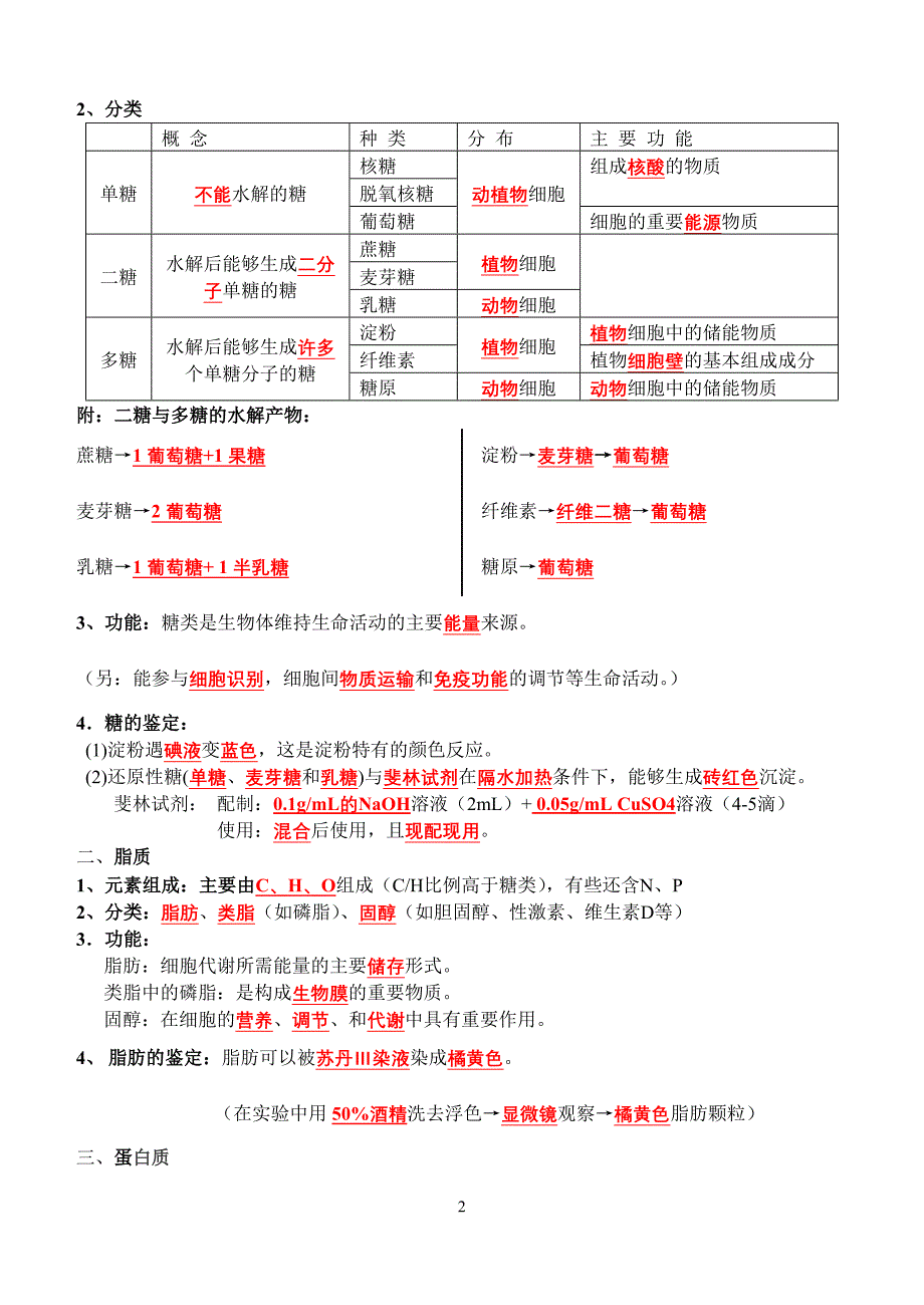 人教版高中生物必修一复习提纲(必修)精品系列_第2页