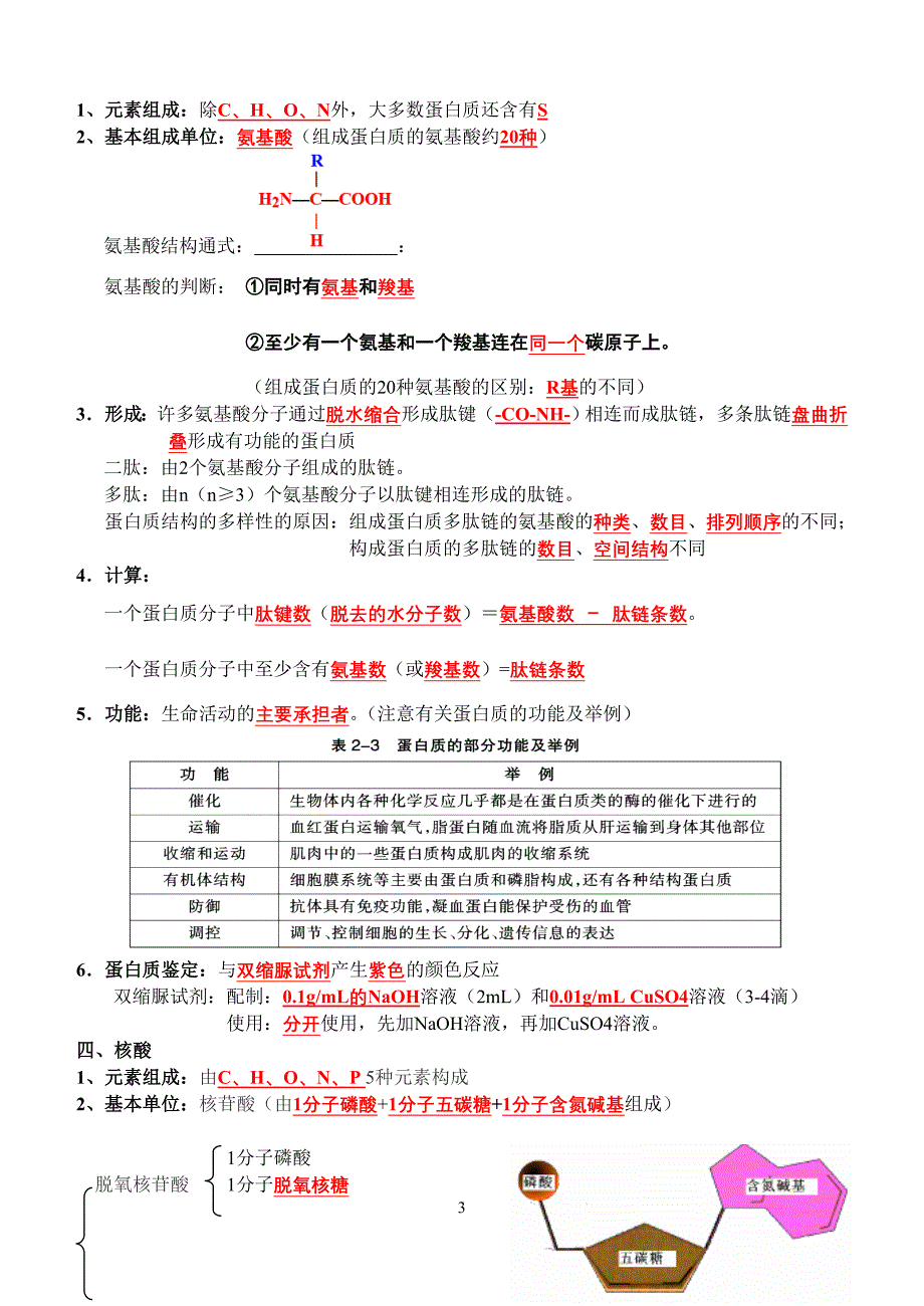 人教版高中生物必修一复习提纲(必修)精品系列_第3页