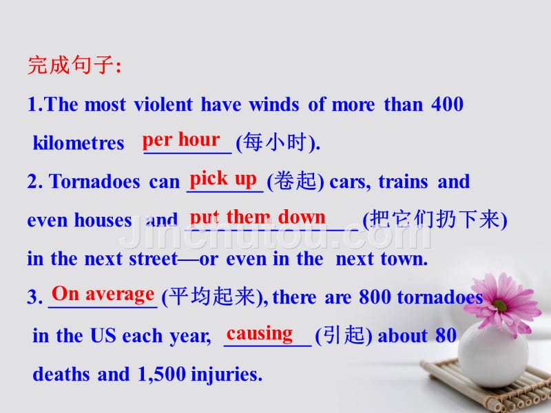 课时讲练通2017-2018学年高中英语 Module 3 Violence ofNature Period 2 Reading and Vocabulary（要点讲解课+情境互动课型）课件 外研版必修3_第4页