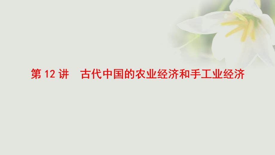 2018高考历史一轮复习 专题6 古代中国经济的基本结构与特点 第12讲 古代中国的农业经济和手工业经济课件 人民版_第4页