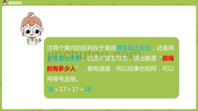 苏教版小学数学 四年级下册 《第六单元 课时1 加法交换律、结合律》教学课件PPT_第5页