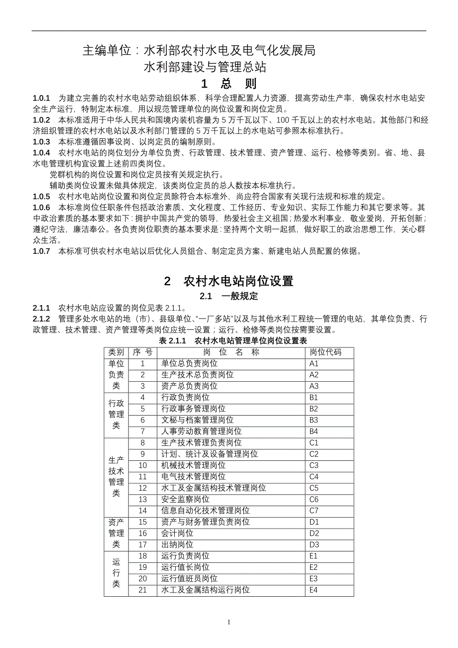 （岗位职责）水电站岗位设置标准_第2页