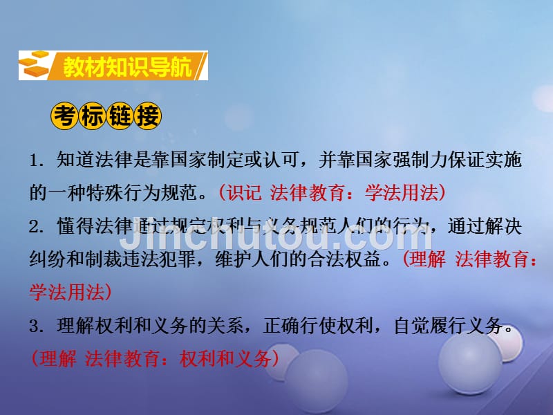 湖南省2017年中考政治 第一部分 教材知识梳理（七上）第五单元 走近法律课件1 湘教版_第2页