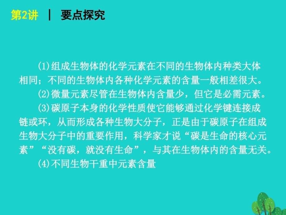 广东省高考生物一轮复习 第2讲 细胞中的元素和化合物课件_第5页