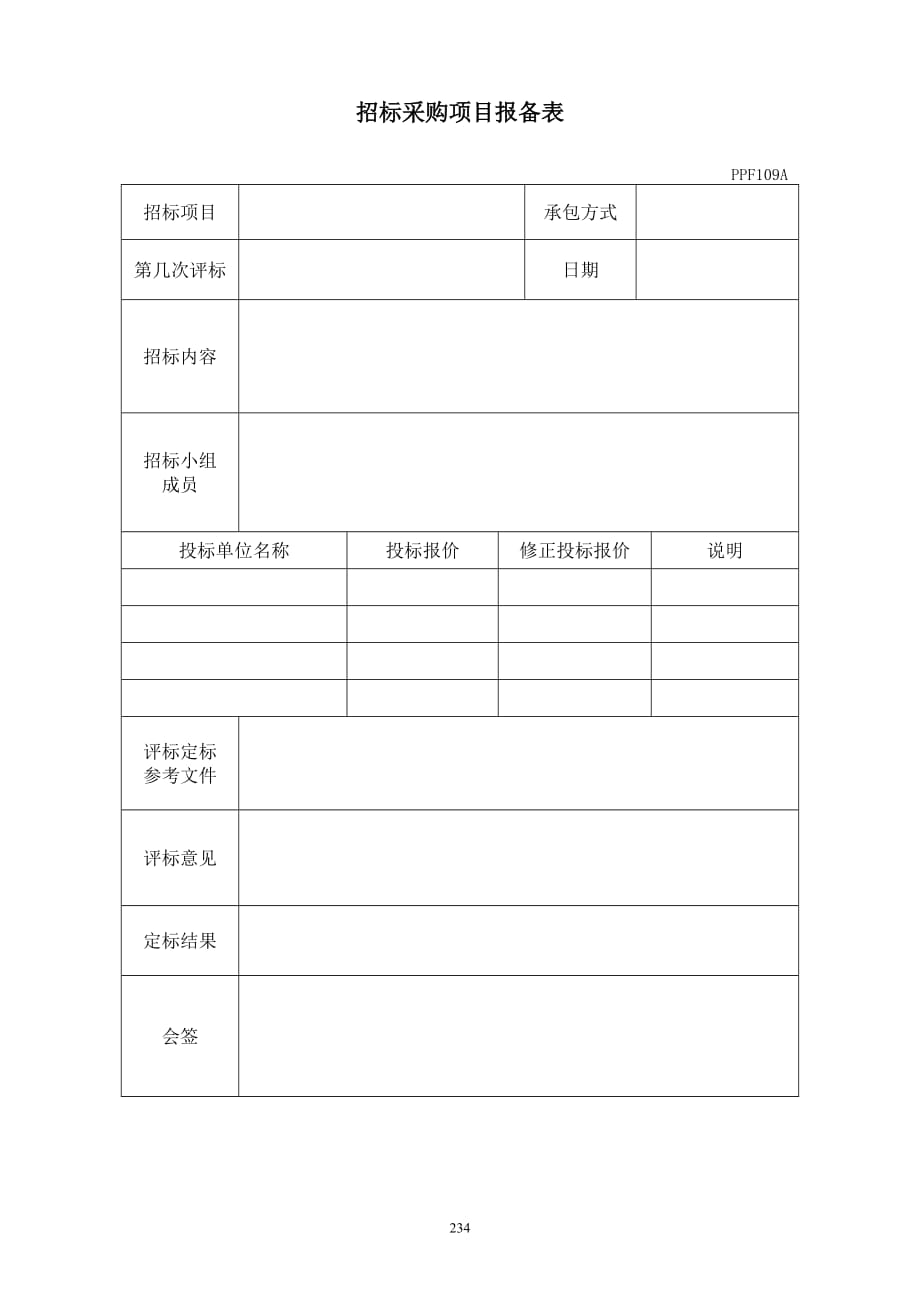 （招标投标）PPF109招标采购项目报备表_第1页