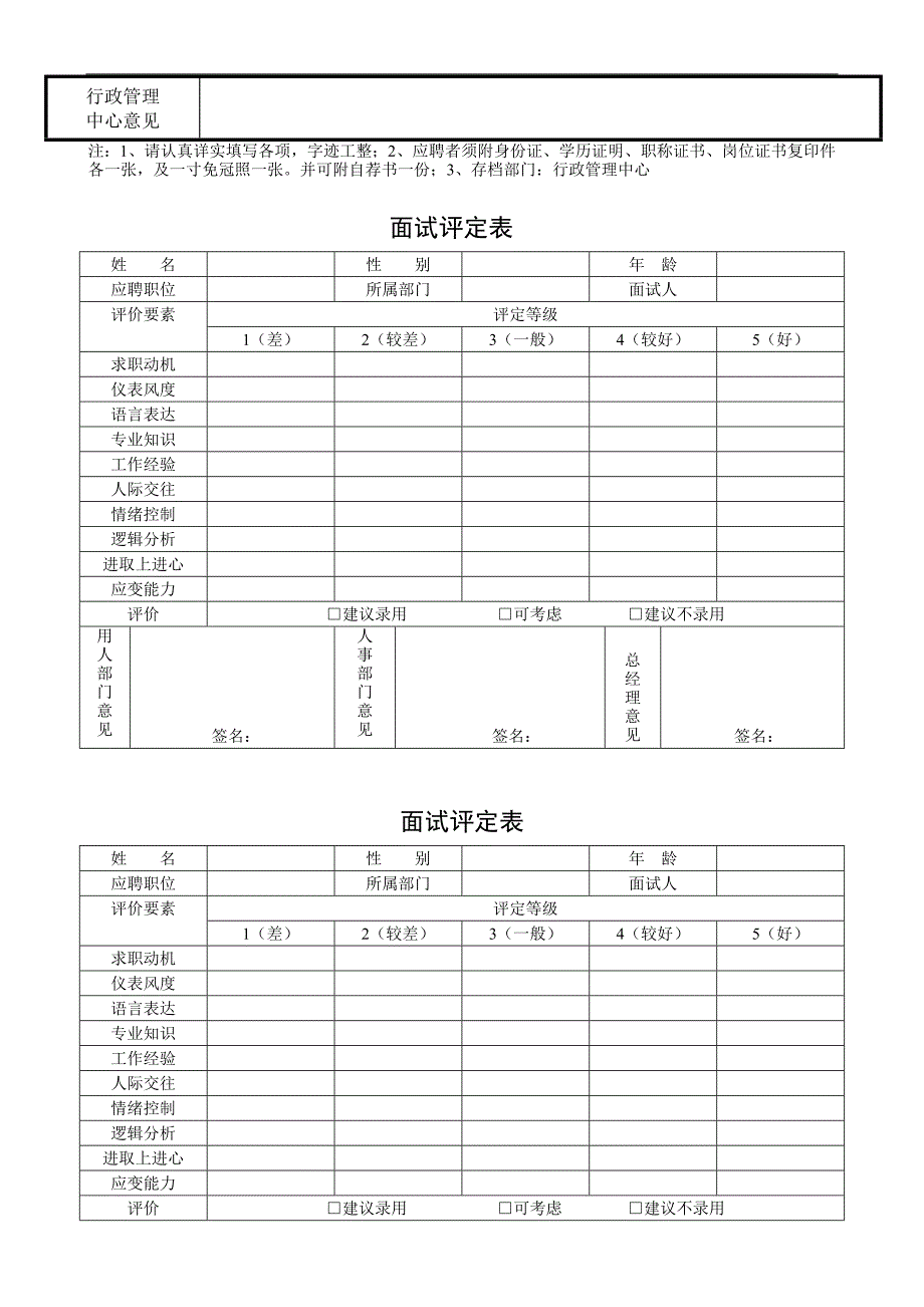 （人力资源套表）公司人事表格草案初稿_楚昙_第4页