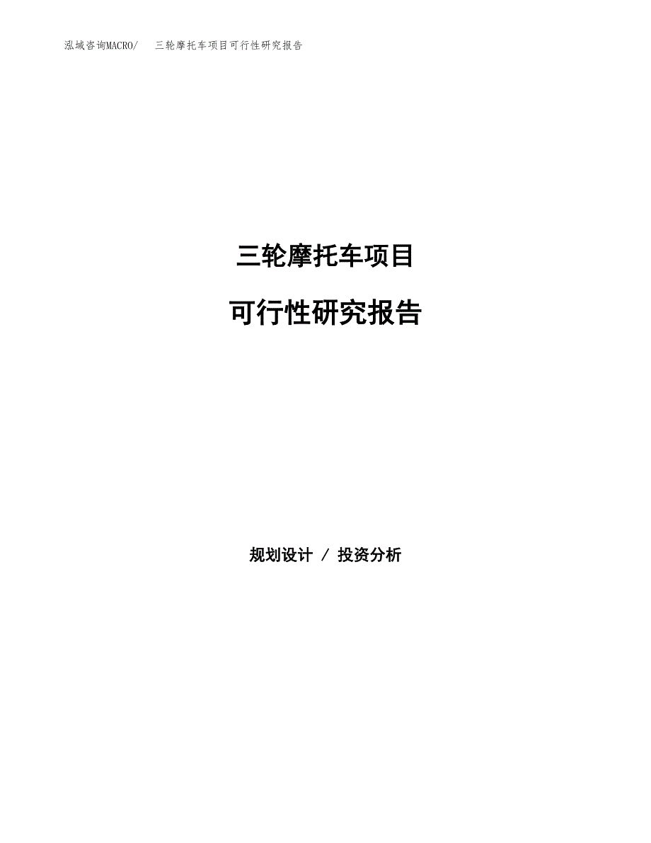 三轮摩托车项目可行性研究报告建议书.docx_第1页