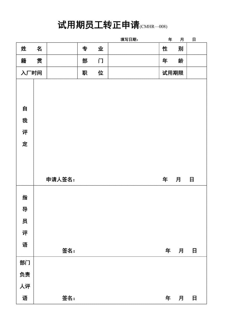 （人力资源套表）公司人事相关表格汇总(doc 21页)_第5页