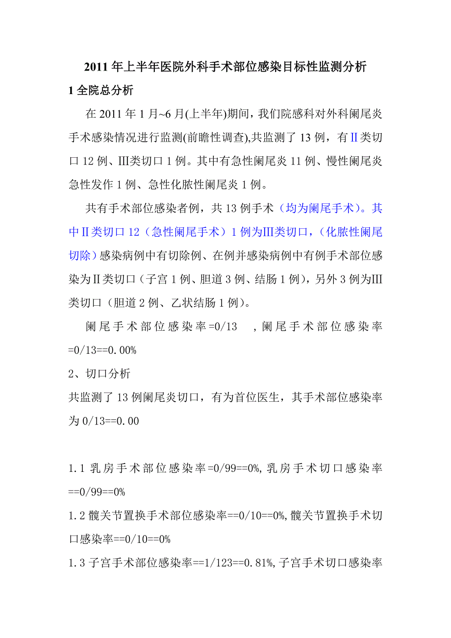 （目标管理）医院外科手术部位感染目标性监测分析_第1页