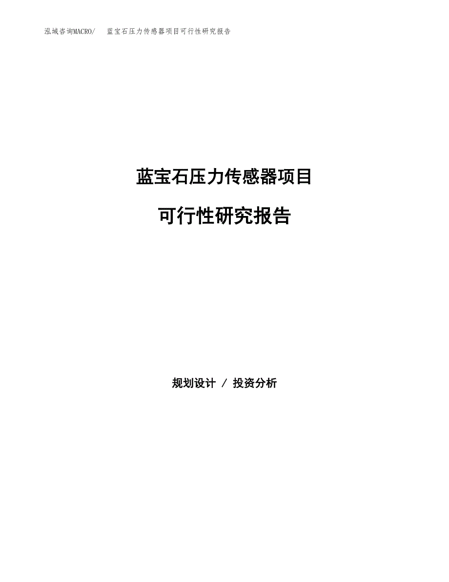 蓝宝石压力传感器项目可行性研究报告建议书.docx_第1页