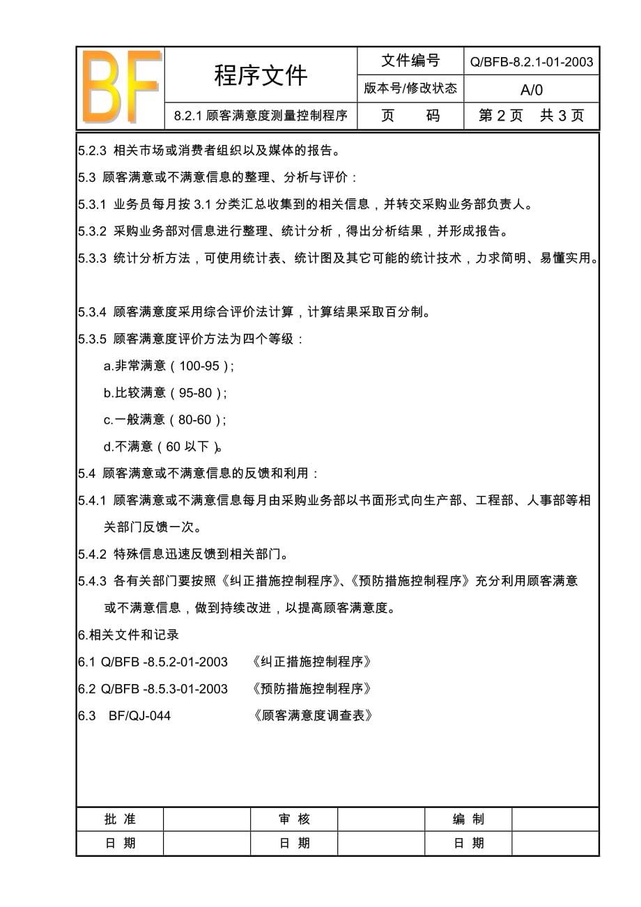 （客户管理）8.2.1 顾客满意度测量控制程序_第2页