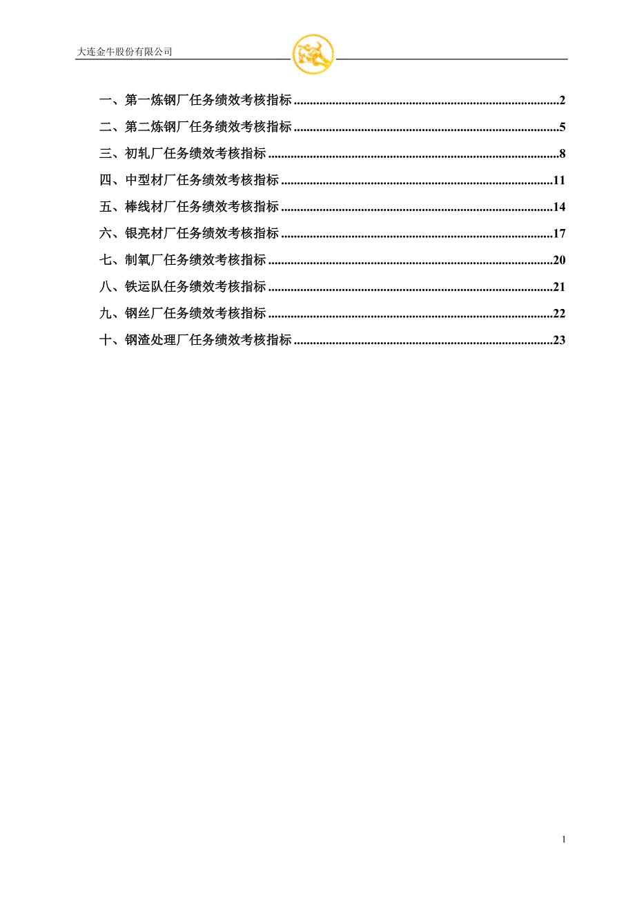 （绩效考核）大连金牛股份有限公司生产厂考核指标库1113_第2页