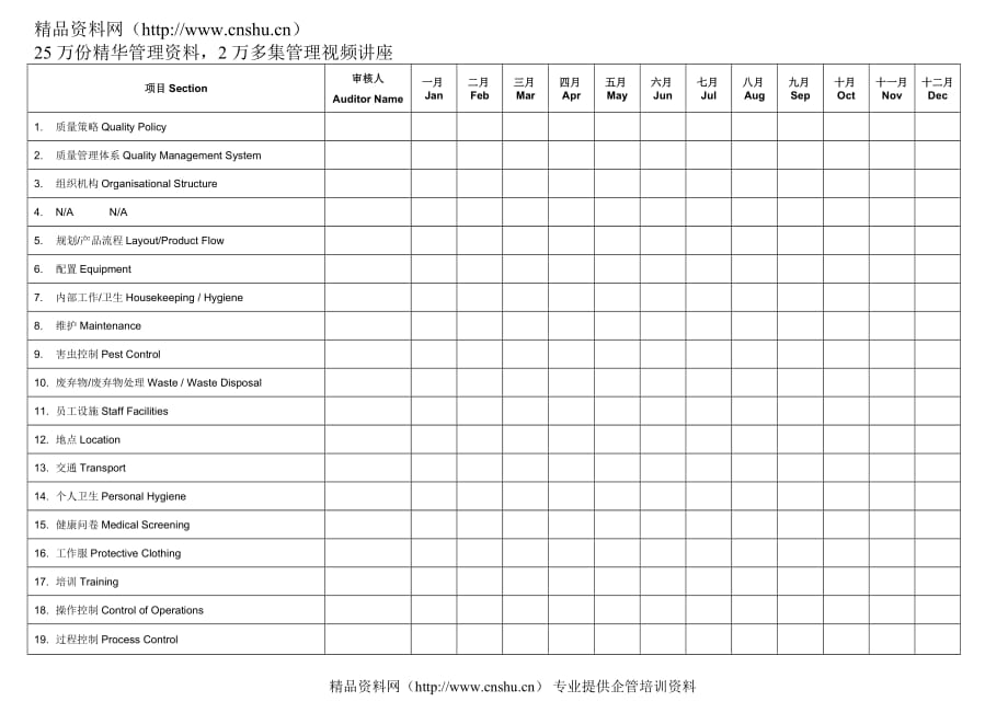 （内部管理）31质量管理体系内部审核时间表_第1页