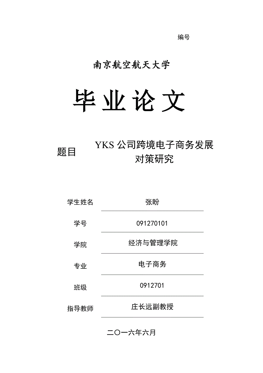 （发展战略）YKS公司跨境电子商务发展对策研究gg_第1页