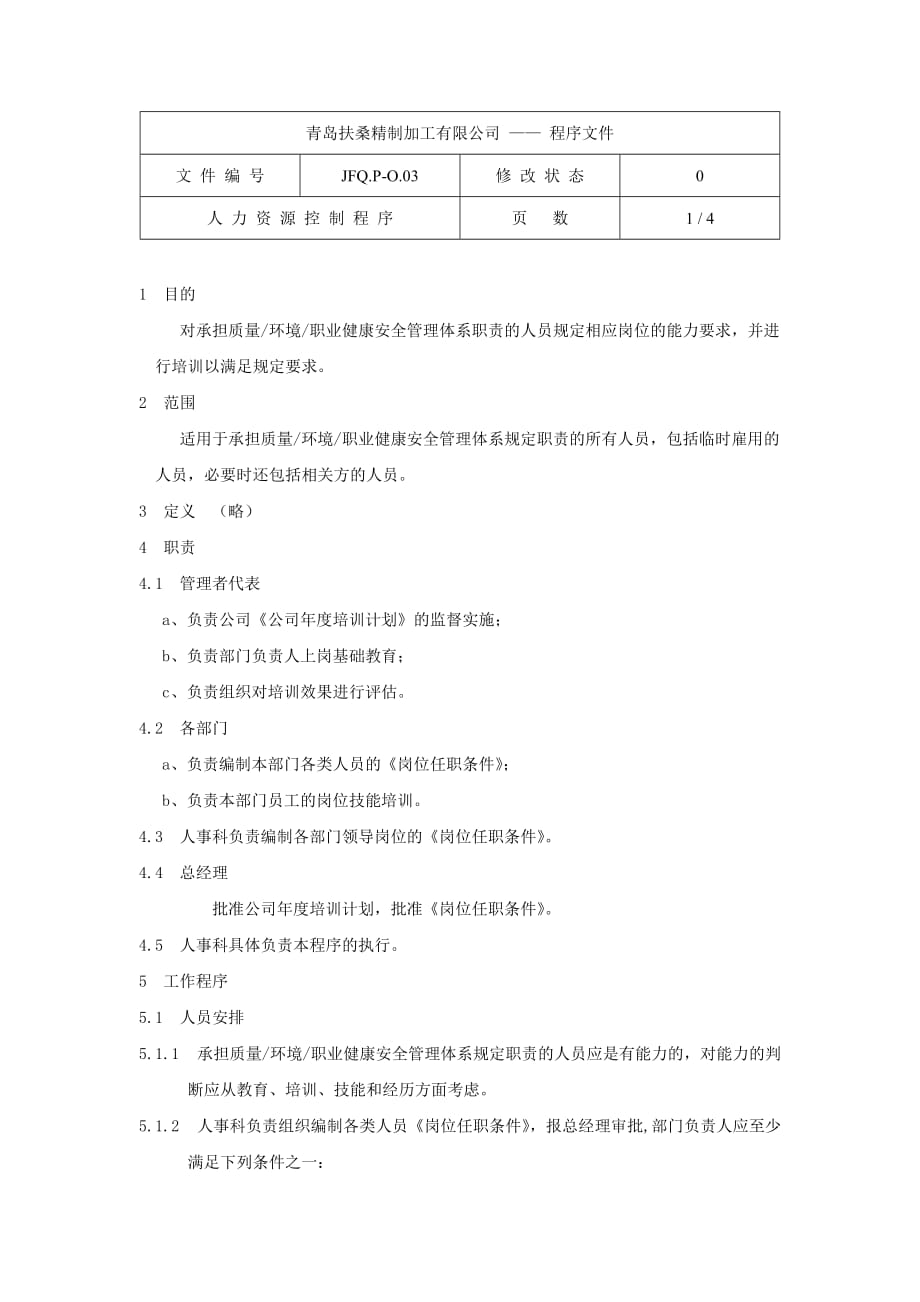 （人力资源知识）人力资源控制程序汇编(22个doc)11_第1页