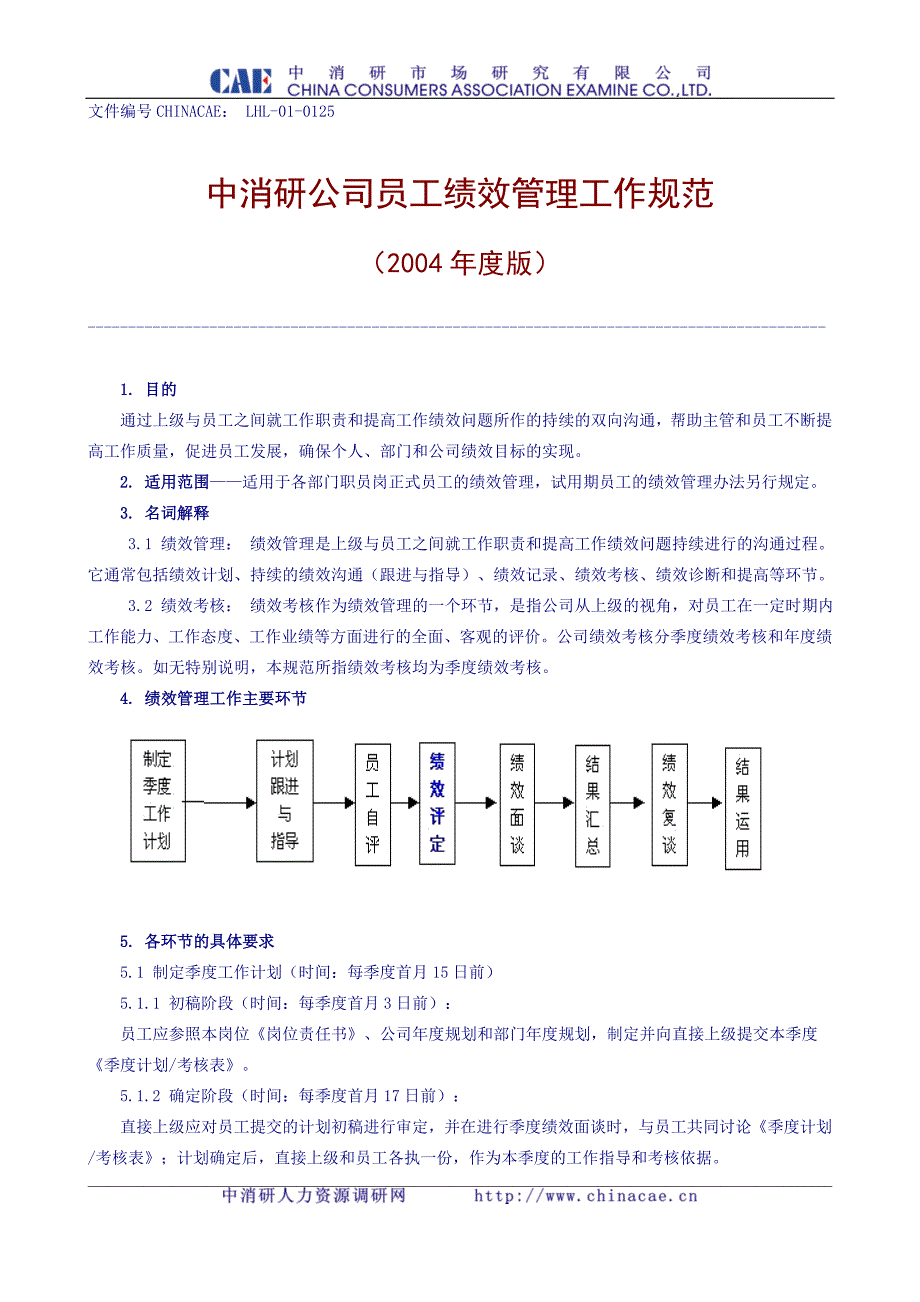 （员工管理）中消研公司员工绩效管理工作规范(1)_第1页