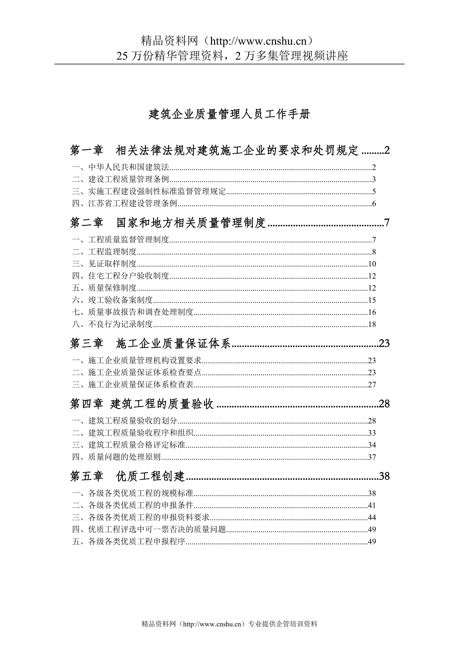 （企业管理手册）建筑企业质量管理人员工作手册_第1页