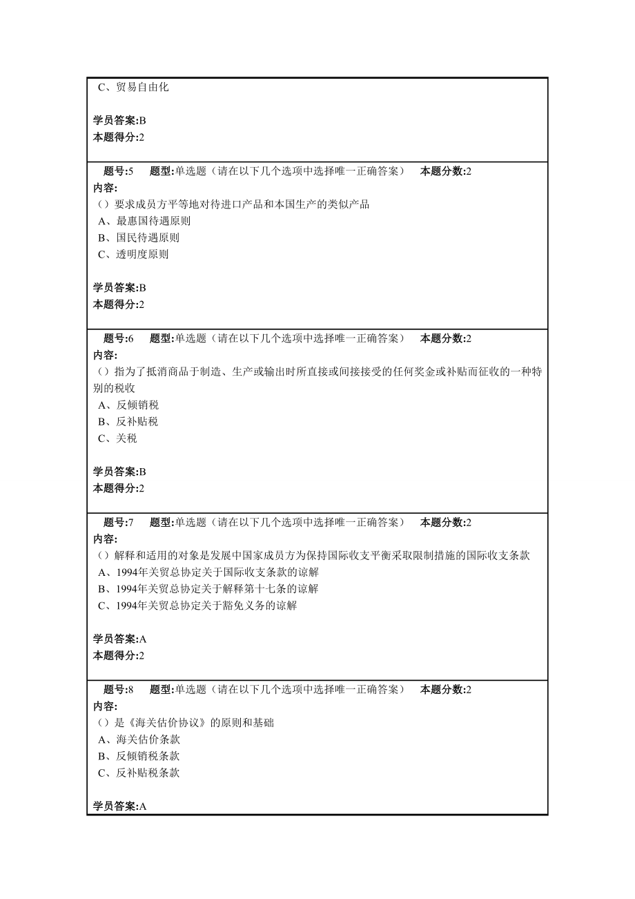 （国际贸易）南京大学远程教育世界贸易组织概论第次作业_第2页