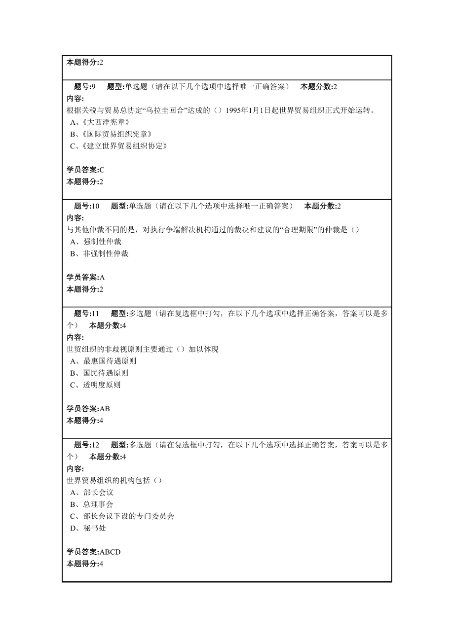 （国际贸易）南京大学远程教育世界贸易组织概论第次作业_第3页