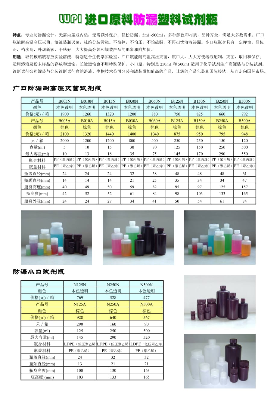 （塑料橡胶材料）防漏塑料试剂瓶_第1页