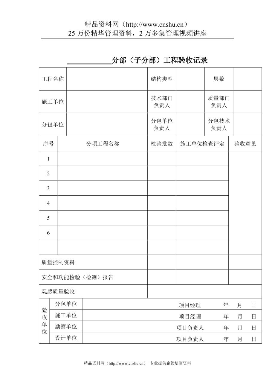 （建筑工程管理）分部（子分部）工程验收记录_第1页