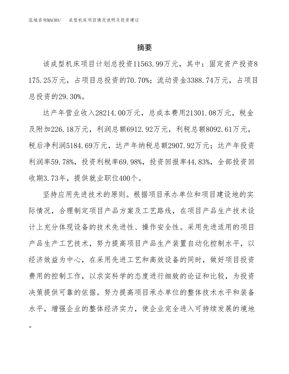 成型机床项目情况说明及投资建议.docx_第2页