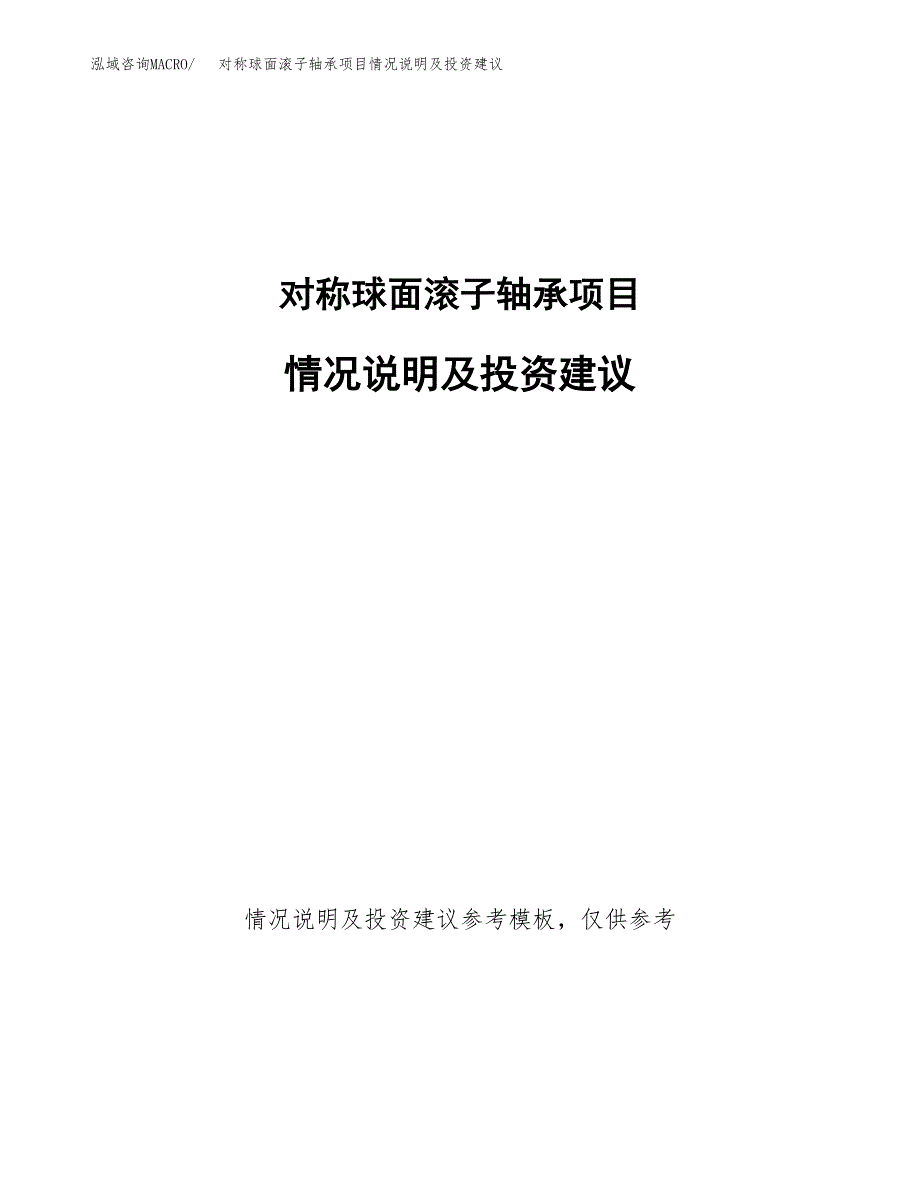 对称球面滚子轴承项目情况说明及投资建议.docx_第1页