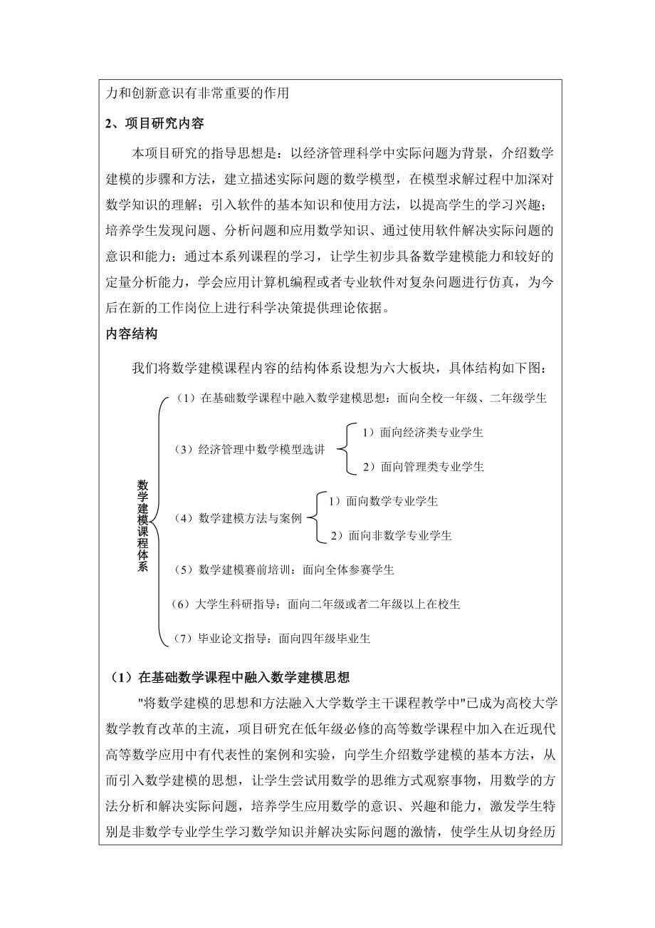 （项目管理）贵州省高等学校教学内容和课程体系改革重点项目申请表_第5页
