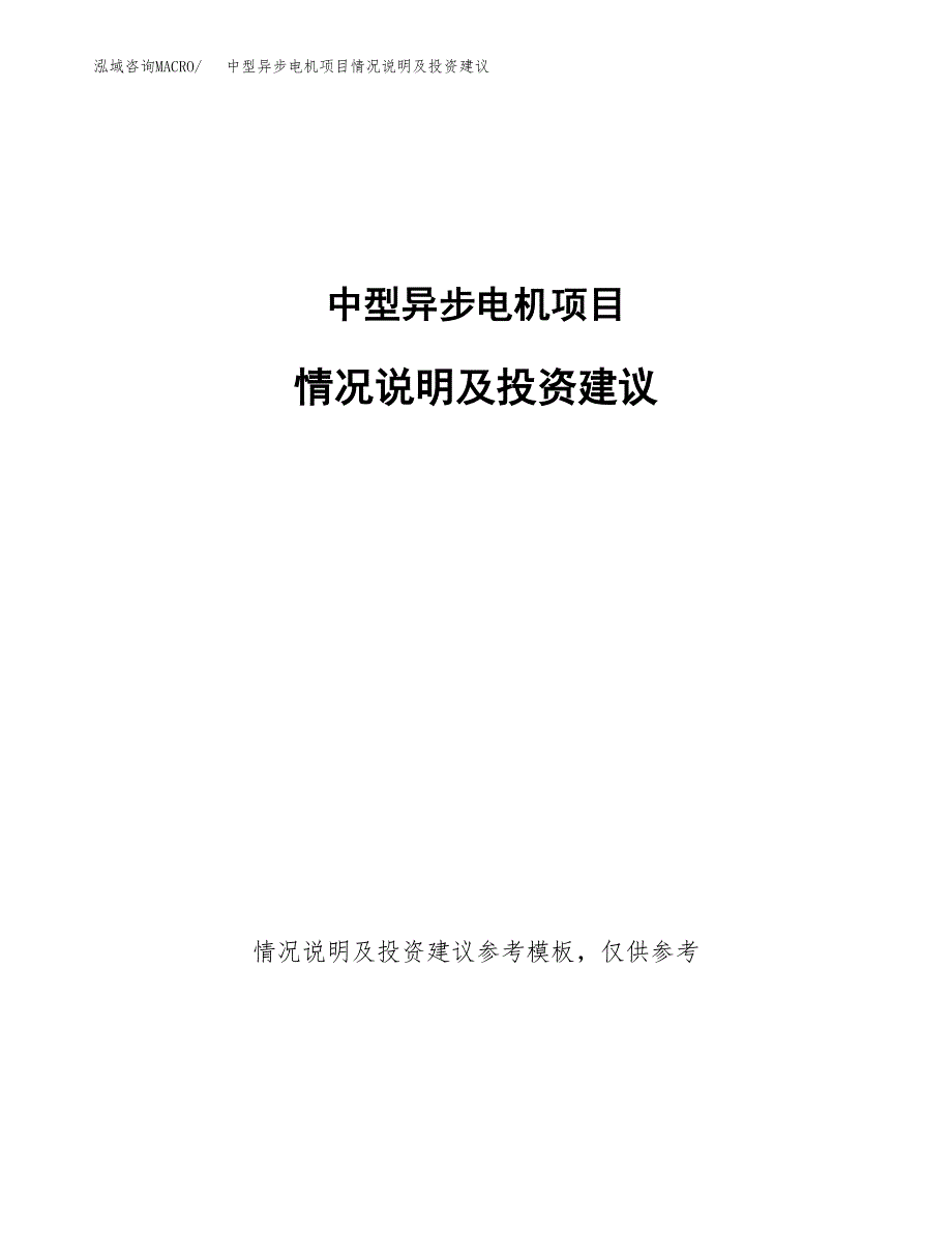 中型异步电机项目情况说明及投资建议.docx_第1页