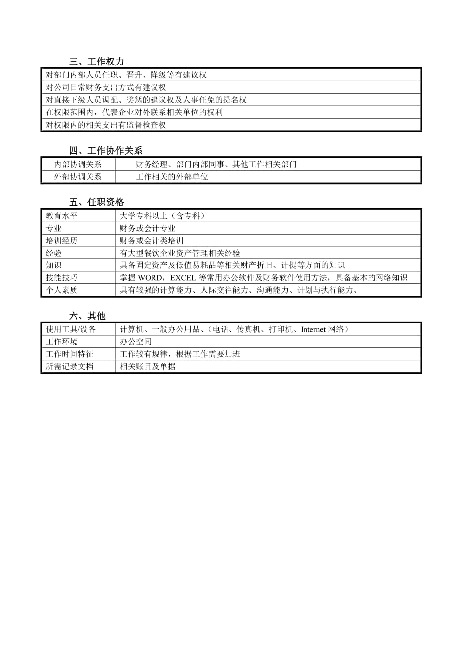 （财务会计）主管会计职位说明书_第2页