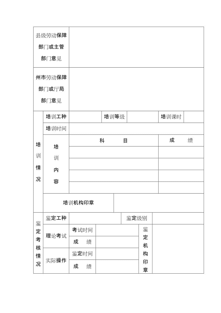 （技术套表）云南省机关事业单位技术工人职业资格申报表编号_第5页